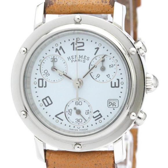 Hermes Accessories - HERMESPolished  Clipper Chronograph Steel Quartz Ladies Watch CL1.310 BF560089